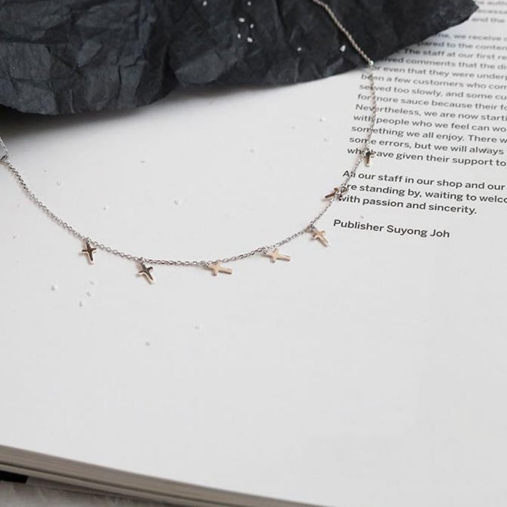 NEW 925 Sterling Silver Cross Tassel Necklace